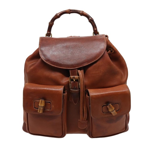 GUCCI Bamboo Backpack Leather Brown 003 2058 0016 Auth 76808 - Picture 13 of 16